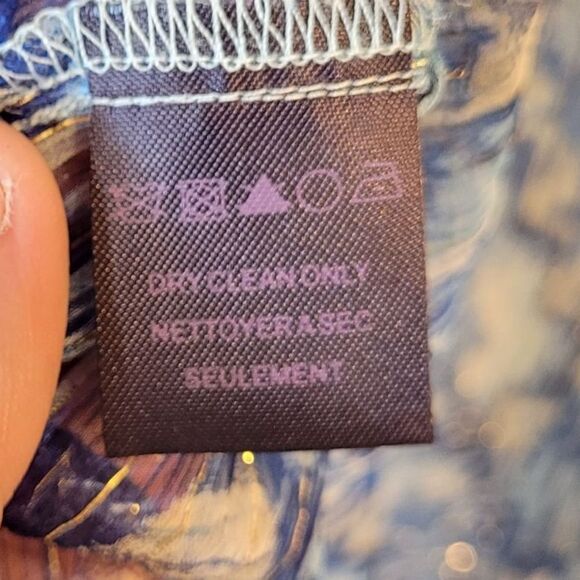 Hale Bob Women's Navy Blue Sheer Geometric 100% Silk Blouse Size S - Picture 5 of 6